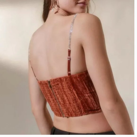 ⭐️ UO Lexi Velvet Cowl Neck Boho Peasant Hipster Romantic Corset Party Blouse - Picture 3 of 4